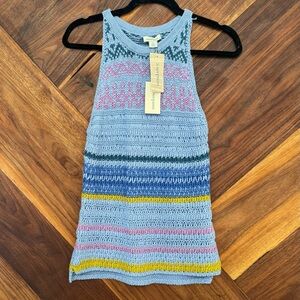 Sundance NWT knit sleeveless sweater crochet and Fair Isle, Size XS DISCONTINUED